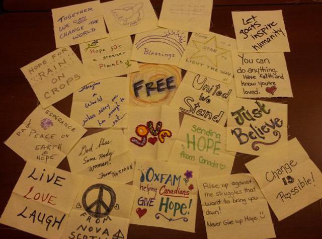 Oxfam’s donors messages of hope.