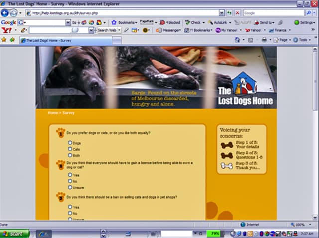 Clever recruitment: Some screen shots from The Lost Dogs’ Home’s microsite.
